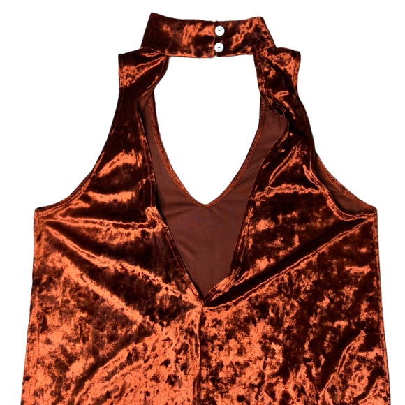 Show Me Your Mumu Mini Velvet Dress Friday Choker Copper Crush Stretch Size M - Picture 5 of 11